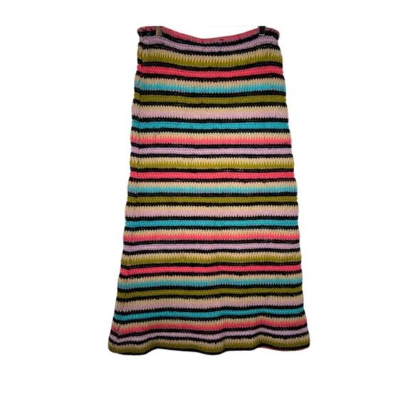 60s/70s Women´s Colorful Striped Knit Yarn Pull On Midi Skirt L/XL Wool Handmade,All Products : American Fashion Style Bags On Sale